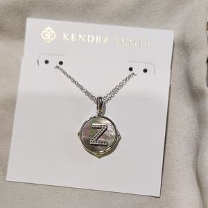 Kendra Scott Letter Z Silver Disc Reversible Pendant Necklace NWT